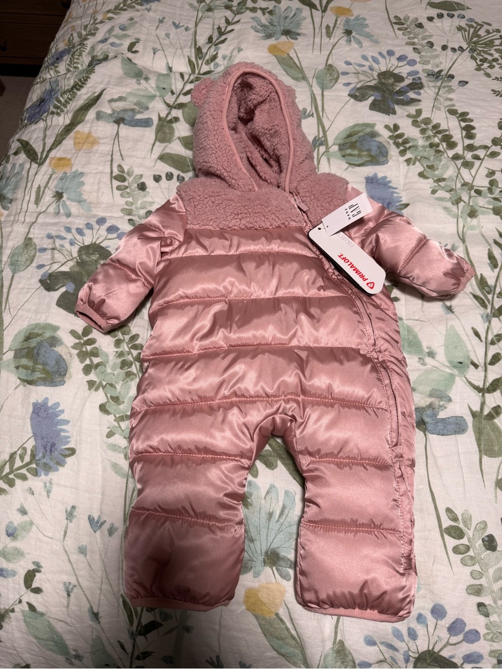 NWT GAP Baby Pink Fleece-Lined Hooded Puffer Suit